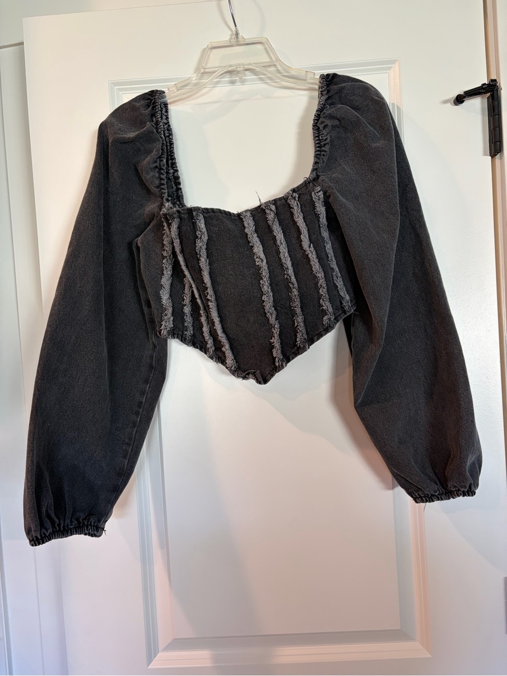 Nasty Gal Black Denim Cropped Top – Size 10